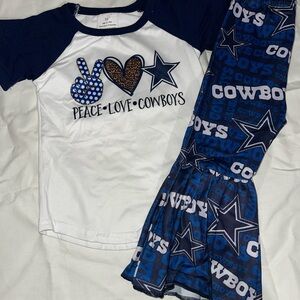 Kids Peace Love Cowboys Boutique Set - Blue and White
